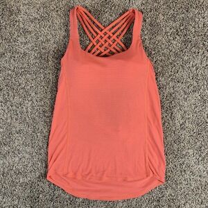Lululemon Wild Tank Size 6 Atomic Red Parfait Pink Strappy Back With Bra